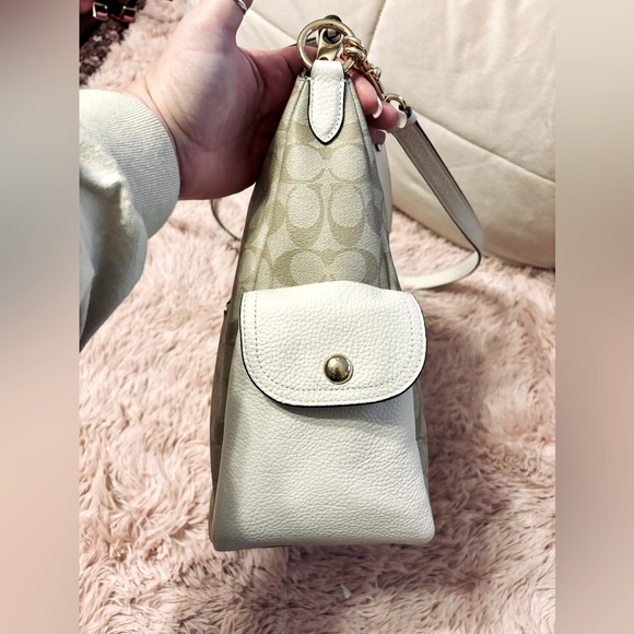 COACH Cream/Jacquard Leather Pennie Shoulder Bag & matching wallet - Picture 4 of 13